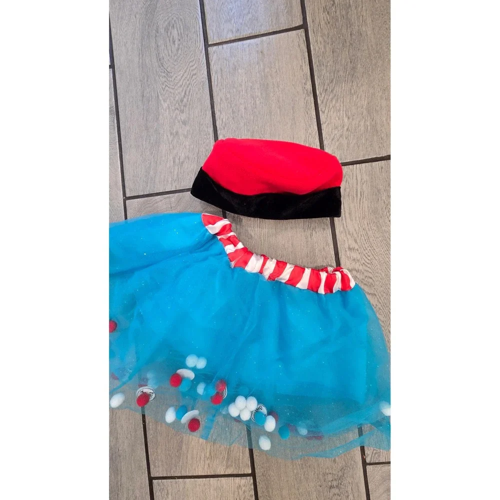 Dr Seuss Thing 1 Thing 2 Costume Tutu and Hat Set Kids Blue Red Spirit Halloween